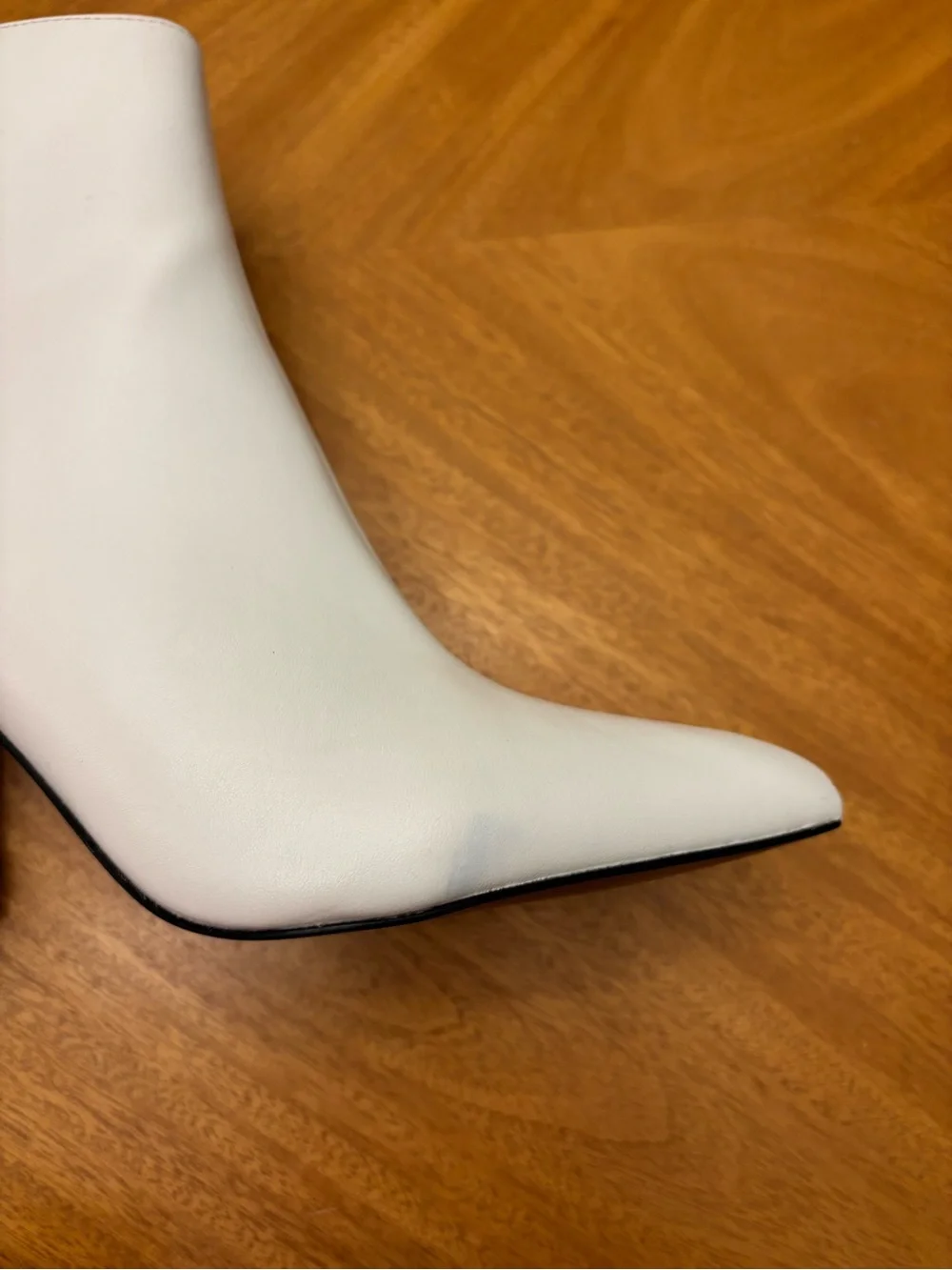Betsey Johnson Kassie White Pointed Toe Ankle Boots Embellished Heel Size 8